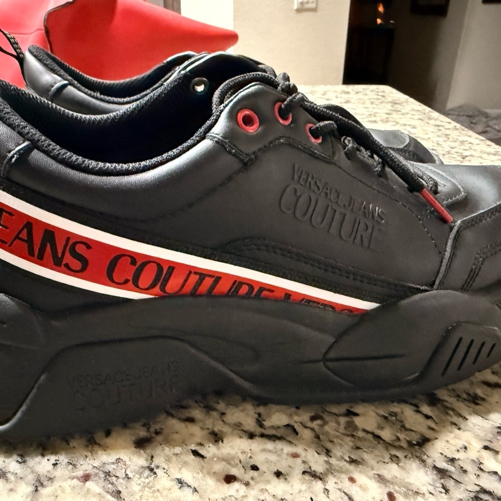 Versace Black Sneakers with Red Accents